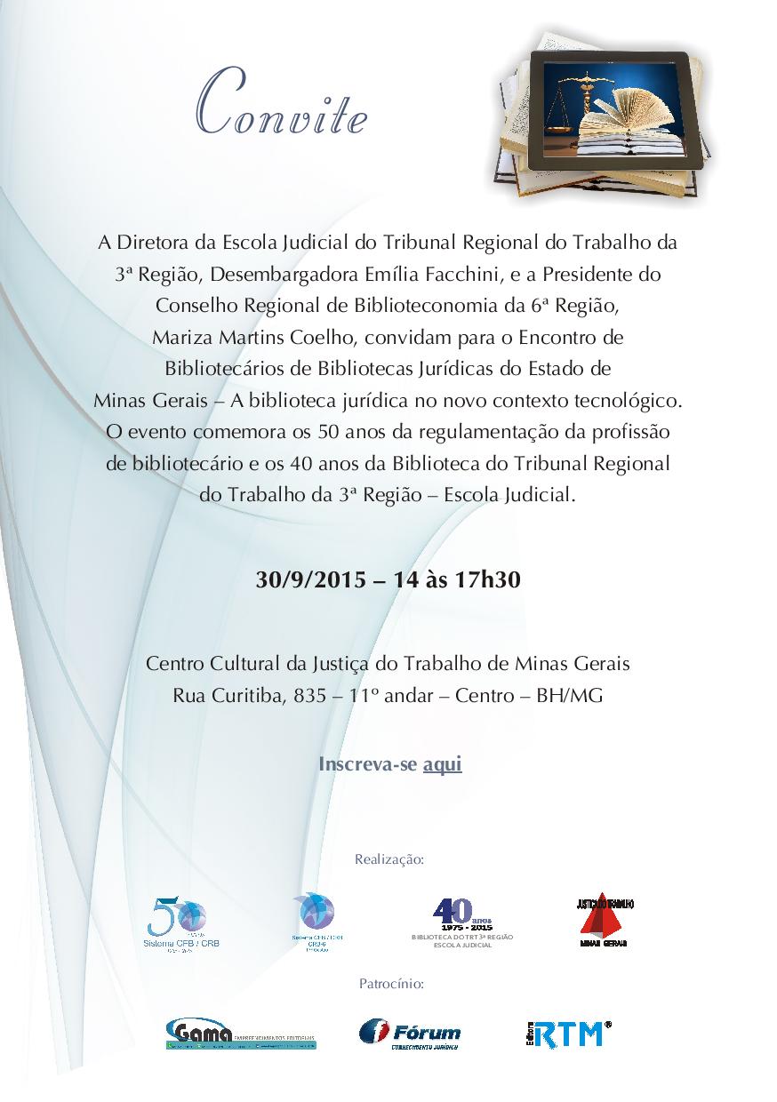 Encontro de Bibliotecários de Bibliotecas Jurídicas do Estado de Minas Gerais