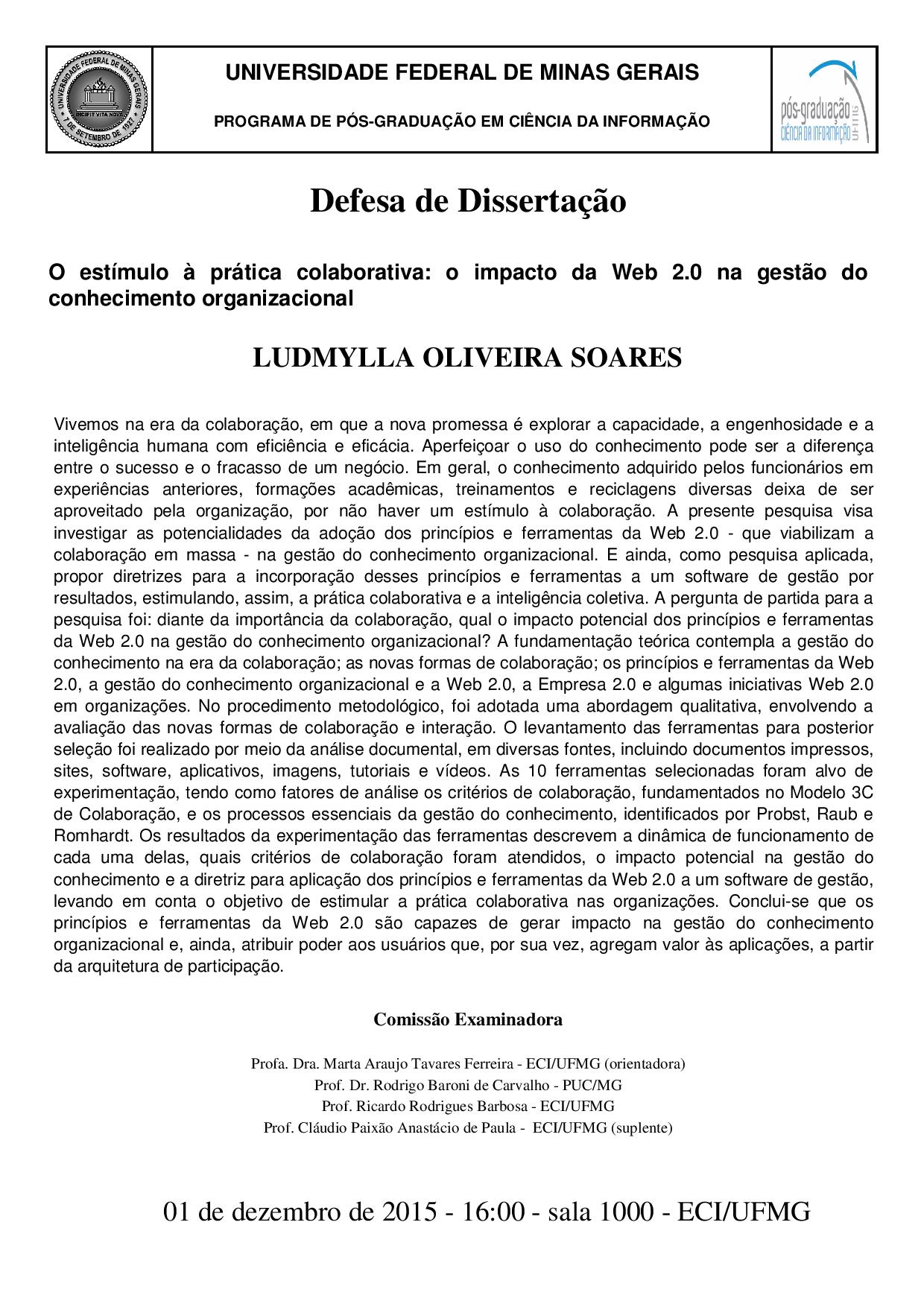 Defesa Dissertação Ludmylla Oliveira Soares