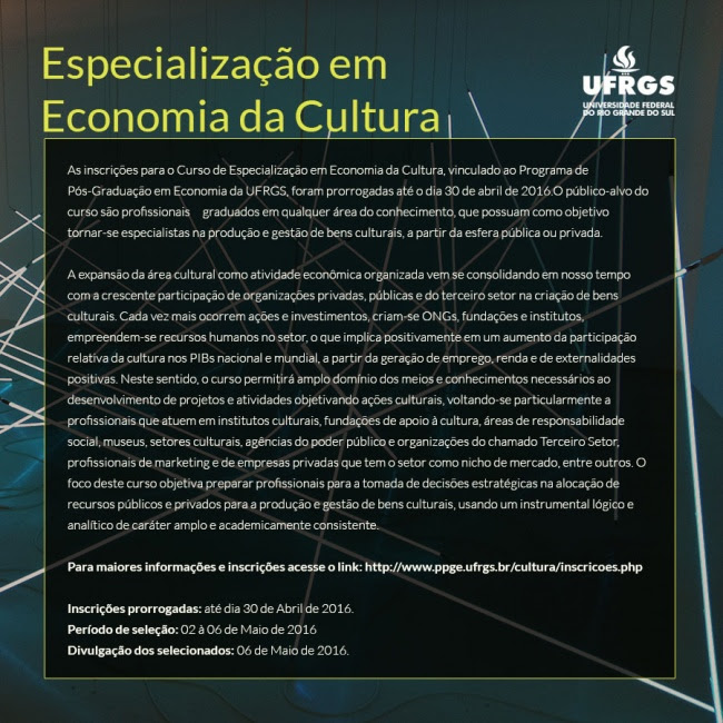 Especialização em Economia da Cultura