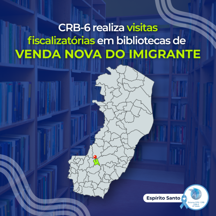 CRB-6 realiza visitas fiscalizatórias em bibliotecas de Venda Nova do Imigrante (ES)