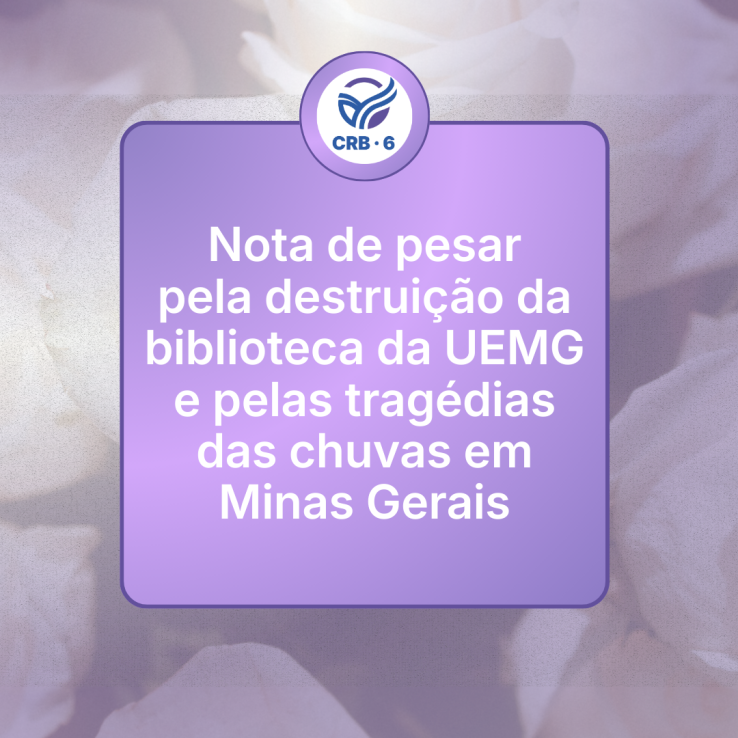 Nota de pesar pela destruição da biblioteca da UEMG e pelas tragédias das chuvas em Minas Gerais (Post para Instagram)